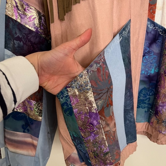 Vintage Handmade Patchwork Faux Suede Jacket L - Picture 7 of 10